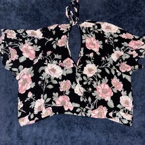 Floral Black and Pink Women's Top
